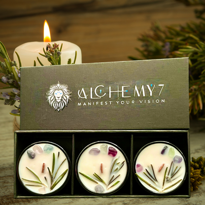 Alchemy7 | Focus - White Sage &amp; Rosemary Sample Candle for Mental Clarity and Energy Cleanse