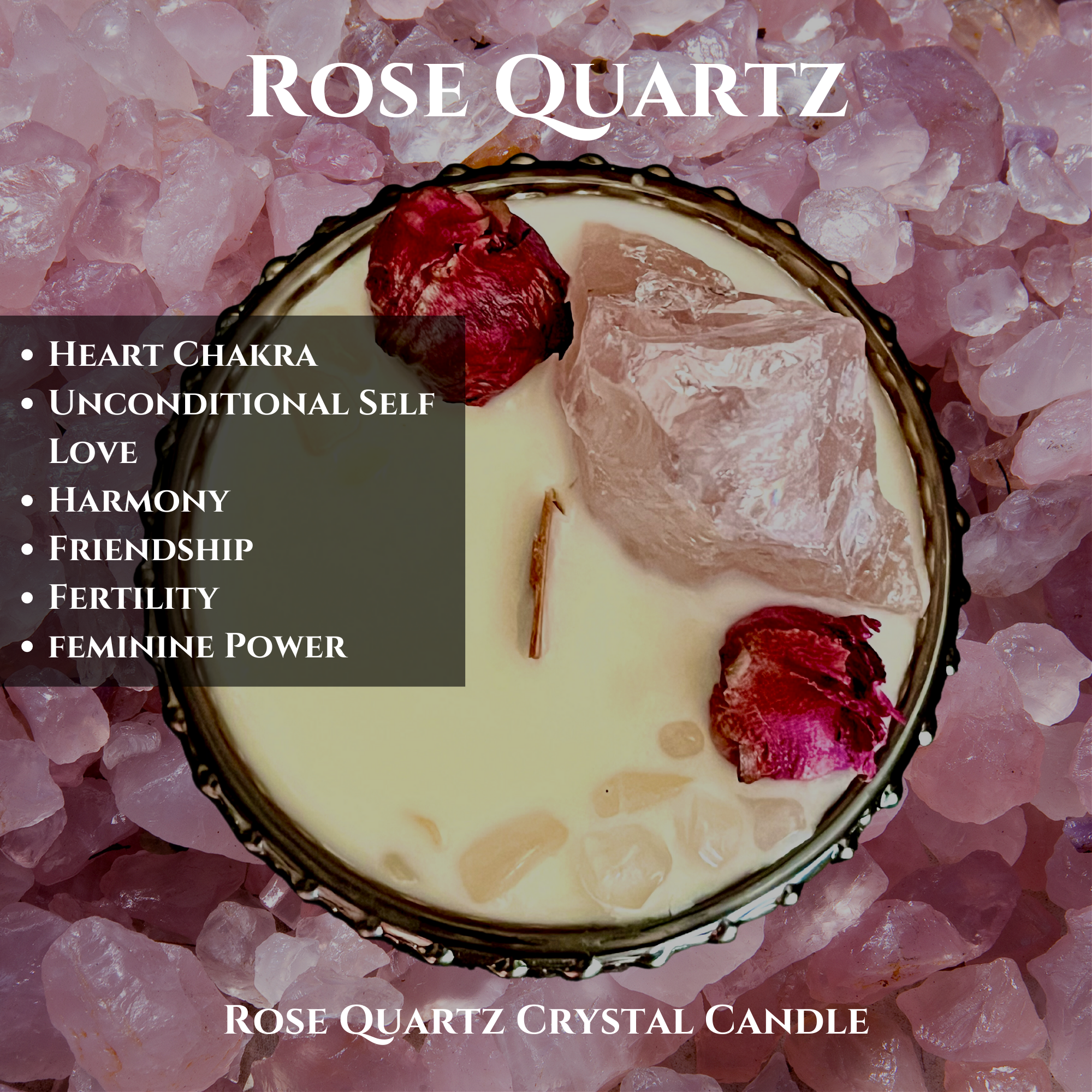 ALCHEMY7 | Amorai - 16 oz Rose Quartz - Self-Love Crystal Candle - Ignite Inner Harmony