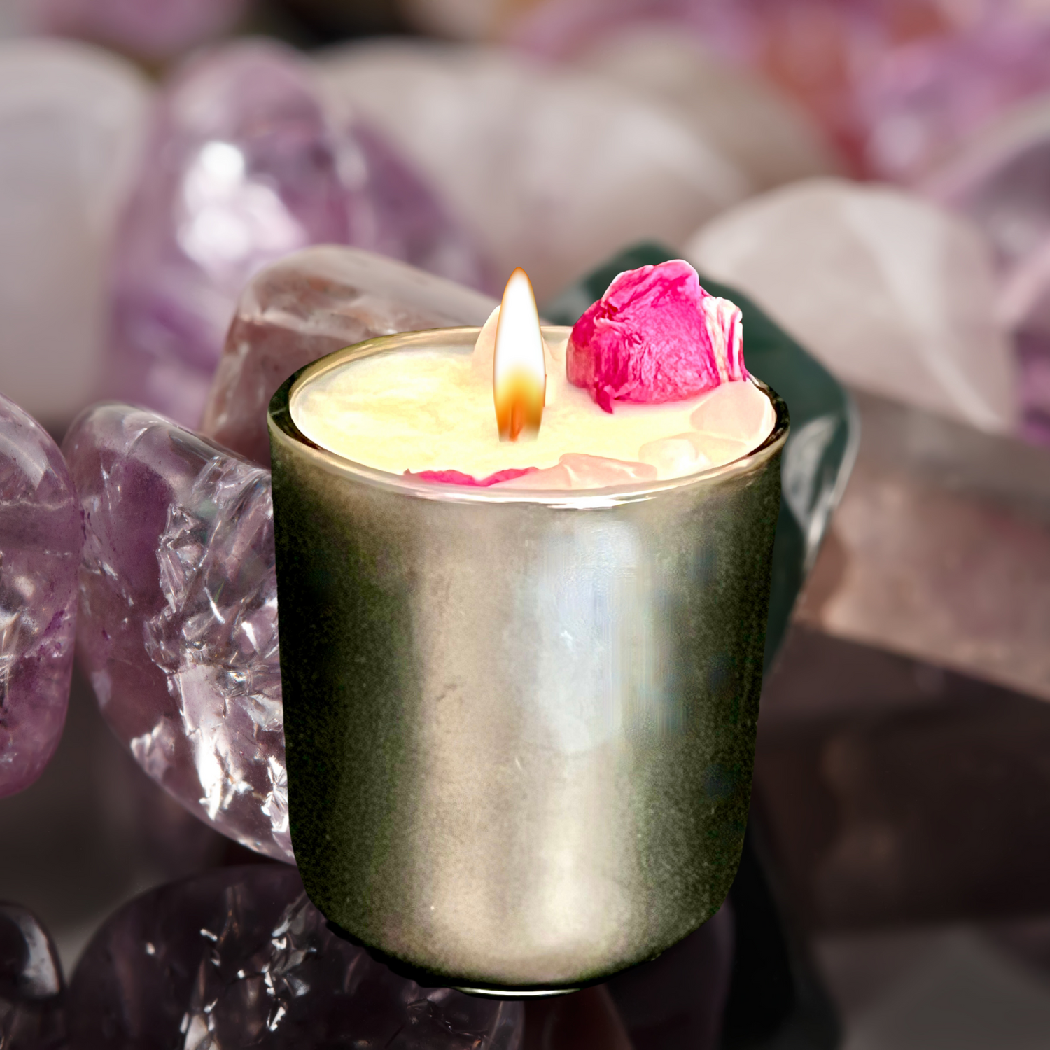 Alchemy7 | Rose Quartz Sample Candle -Self-Love Crystal Candle - Ignite Inner Harmony